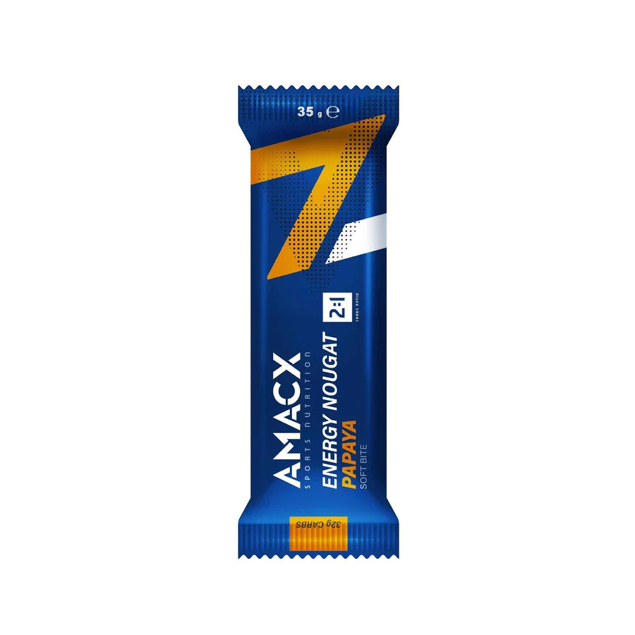 Barritas Energéticas Amacx Energy Nougat Papaya Caja 12uds Azul