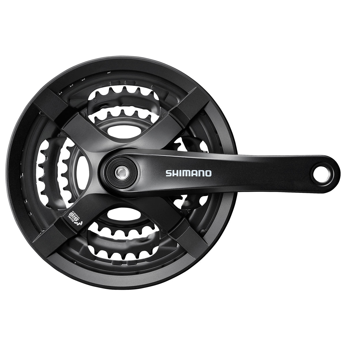 Juego Bielas/Platos Shimano FC-TY501 Square 48/38/28d 6/7/8v Pedalier Guia Cadena Negro