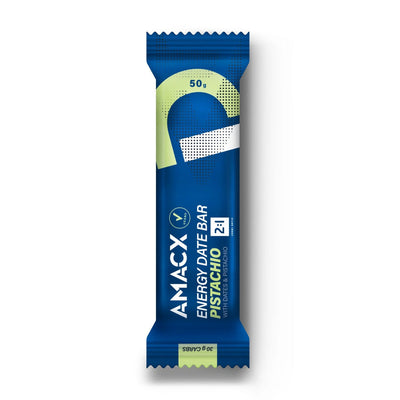 Barritas Energéticas Dátiles Amacx Energy Date Bar Pistacho Caja 12uds Azul