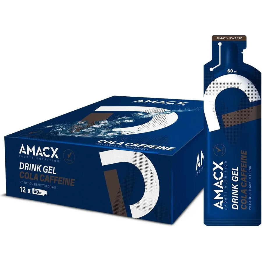 Geles Energéticos Bebibles Amacx Drink Gel Cola Cafeína Caja 12uds Azul