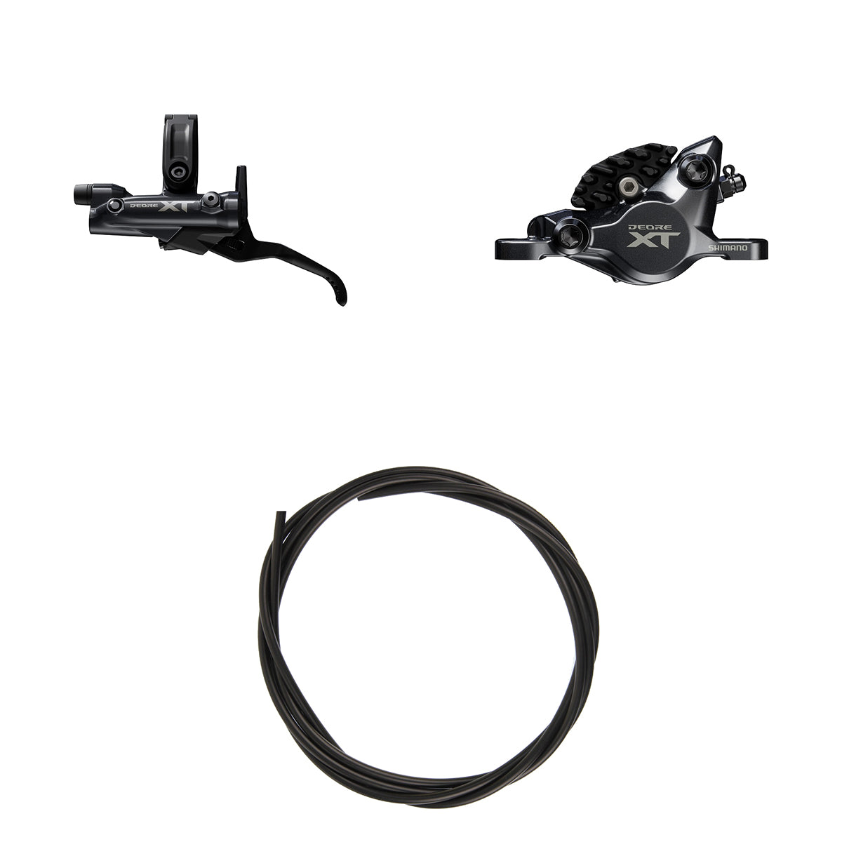 Kit Freno Disco Hidráulico Shimano Deore XT BR-M8200/BL-M8200 Delantero/Izquierdo Resina Sin Aletas/Adaptador Latiguillo 1000mm Negro
