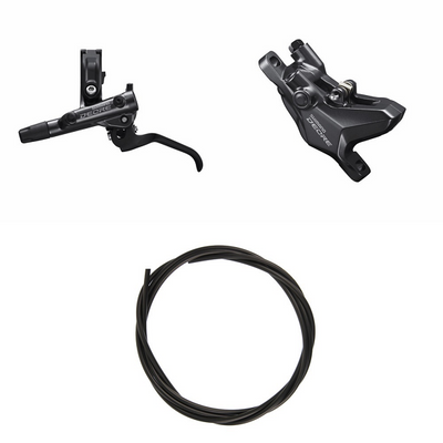 Kit Freno Disco Hidráulico Shimano Deore BR-M6100/BL-M6100 Delantero/Izquierdo Resina Sin Aletas/Adaptador Latiguillo 1000mm Negro
