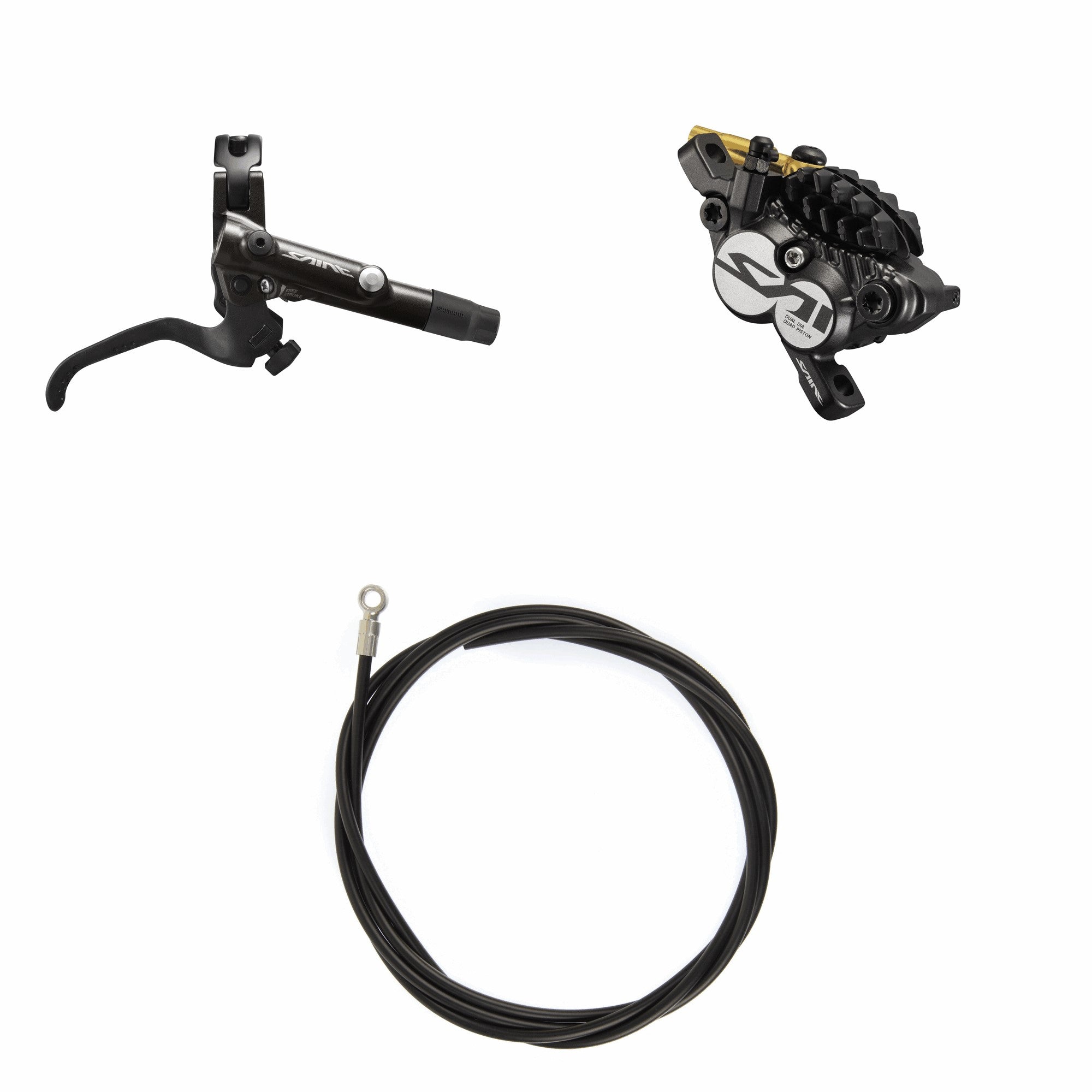 Kit Freno Disco Hidráulico Shimano Saint BR-M820 Trasero/Derecho Metal Aletas Sin Adaptador Latiguillo 1700mm Negro #2