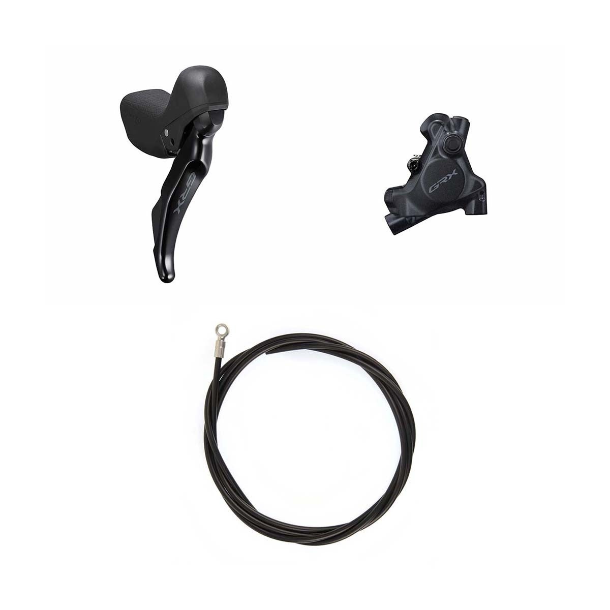 Kit Freno Disco Hidráulico Shimano GRX BR-RX410/ST-RX400 Trasero/Derecho Resina Aletas Sin Adaptador Latiguillo 1700mm Negro