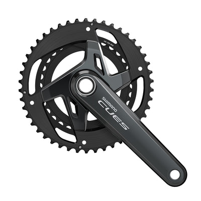 Juego Bielas/Platos Shimano Cues FC-U8000-2 Hollowtech II 46/32d 11v Sin Cazoletas Guia Cadena Negro