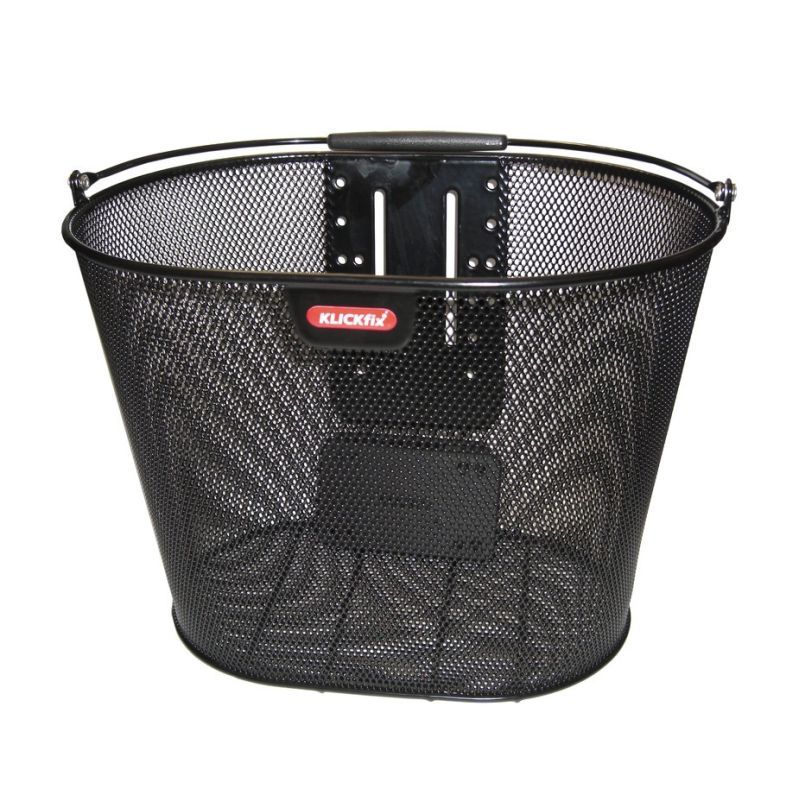 Cesta Delantera Klickfix Oval Plus Malla Estrecha Sin Adaptador Negro