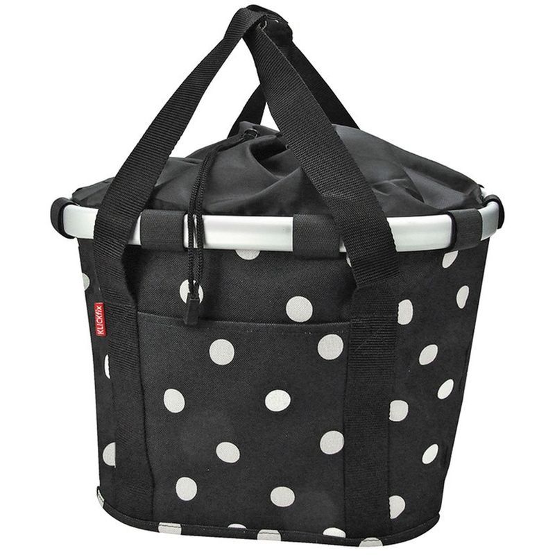 Bolsa Delantera Klickfix Reisenthel BikeBasket City 15L 35x28x26cm Negro/Lunares Blancos