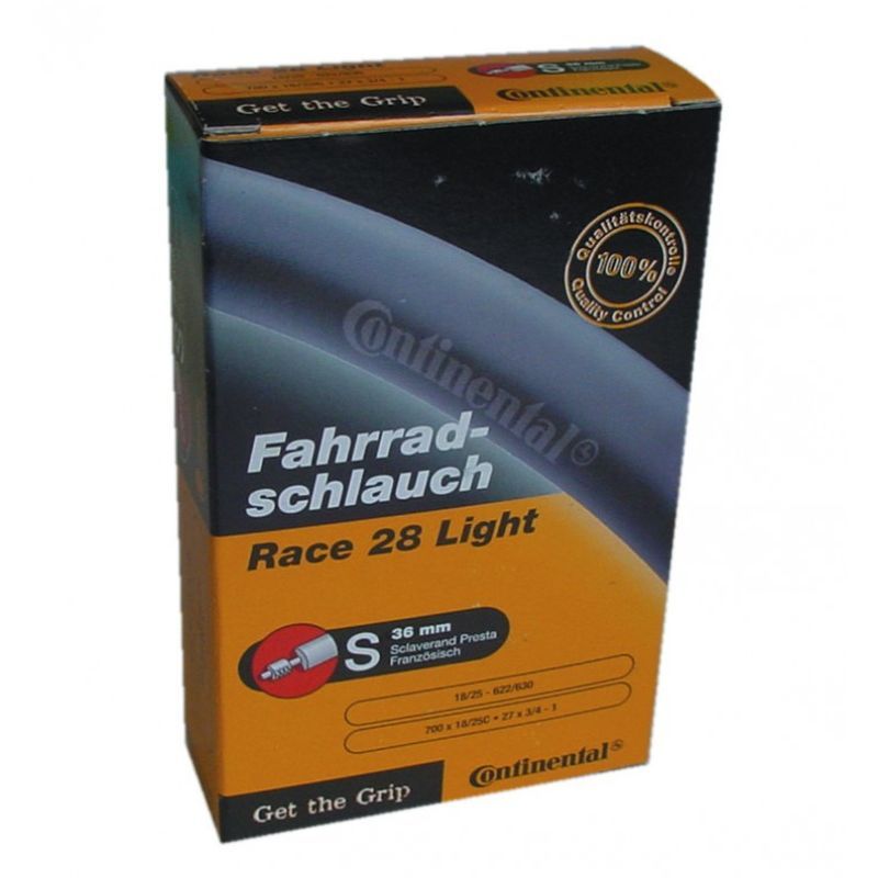 Cámara Continental Race Light 700x20/25 Valvula Presta Negro 42mm